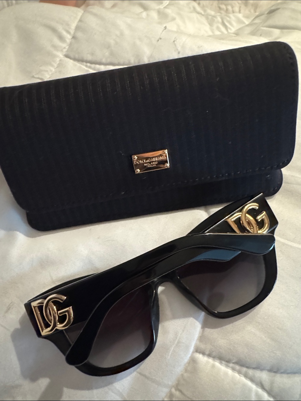 Dolce & Gabbana Black Sunglasses with Gold DG Logos